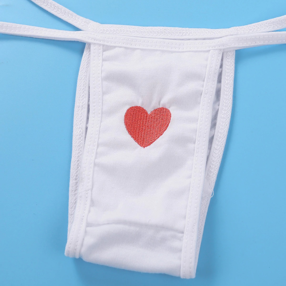 Women's Panties with Embroidered Striped Heart / Mini Bikini Lingerie Set - EVE's SECRETS