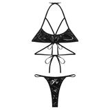Women's Patent Leather Sexy Nightwear / Erotic Halter Bras / Female G-string Lingerie - EVE's SECRETS