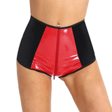 Women's Pole Dance Zipper Shorts / Open Crotch Leather Shorts / Wetlook Dancing Clothes - EVE's SECRETS