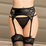 Women's Black Lace Garter Belt with G-String Panty / Female Erotic Underwear - EVE's SECRETS
