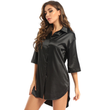 Women's Satin Nightshirt with 3/4 Sleeves / Solid Color Sleepshirts / Sexy Clothing for Women