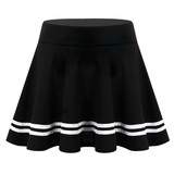 Women's Schoolgirls Wide Elastic Flared Skirt / Ladies Casual High Waist Striped Miniskirts