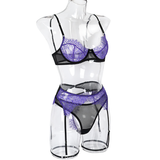 Women's Sensual Transparent Lace Lingerie / Exotic Female 3-Piece Garters Sets Underwear - EVE's SECRETS
