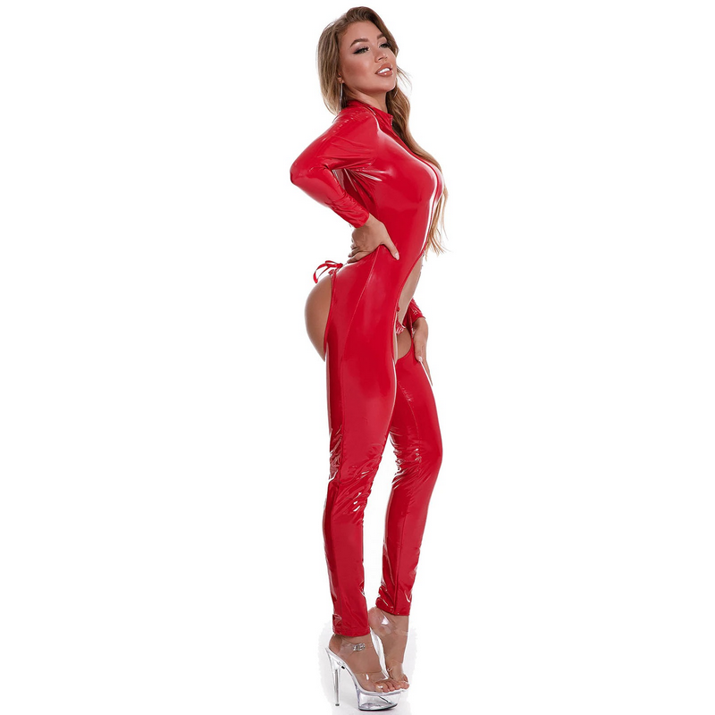 Women's Sexy Crotchless Catsuit with G-Strings / Skinny Outfits with Lace-Up Back - EVE's SECRETS