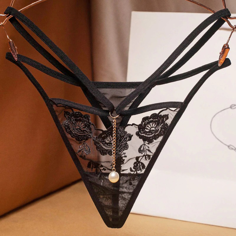 Women's Sexy Lace Panties with Chain / Erotic G-Strings with Floral Pattern - EVE's SECRETS