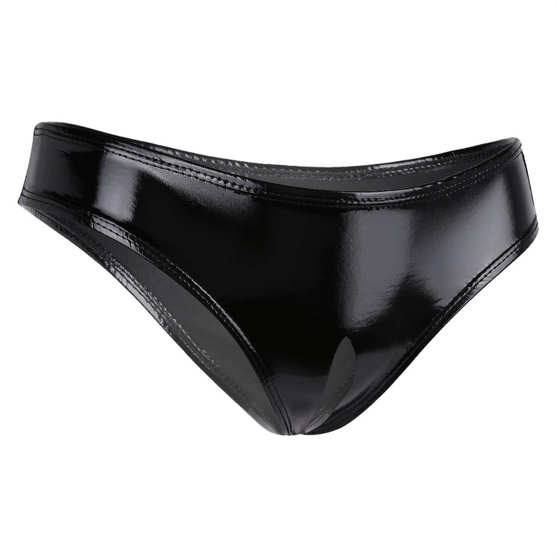 Women's Sexy Leather Panties / Low-Rise Solid Lingerie Erotic Female Underwear - EVE's SECRETS