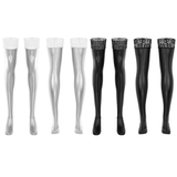 Womens Sexy Leather Stockings / Exotic Clubwear Lace Latex Parties Stockings / Stay Up Long Socks - EVE's SECRETS