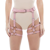 Women's Sexy Leg Harness in Pink and Red Colors / BDSM Faux Leather Adjustable Thigh Bondage - EVE's SECRETS