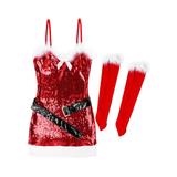 Women's Sexy Santa Costume with Sequins / Red Christmas Dress / Cosplay Costumes for Adult Games - EVE's SECRETS