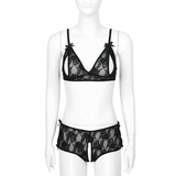 Women's Sexy Set With Non-Padded Panties And Open Nipples Bra / Exotic Lace Underwear - EVE's SECRETS