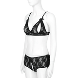 Women's Sexy Set With Non-Padded Panties And Open Nipples Bra / Exotic Lace Underwear - EVE's SECRETS