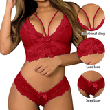 Women's Sexy Solid Lace Underwear Set / Erotic Female Floral Lace Bras+Thongs - EVE's SECRETS