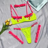 Women's Stylish Neon Set Lingerie / Sexy See-Through Panty And Bra With Open Cups - EVE's SECRETS