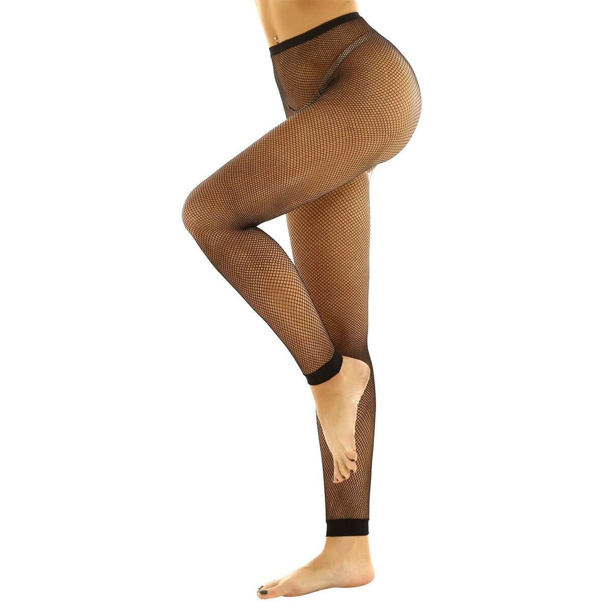 Women's Through Sheer High-Waist Hollow Out / Sexy Footless Stretchy Tights Stockings - EVE's SECRETS