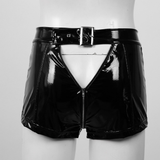 Women's Wet Look Hotpants with Zipper Crotch and Buckle / Sexy Exotic Shorts / Female Erotic Outfits - EVE's SECRETS
