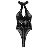 Women's Wet Look Mesh Bodysuit / Spliced Leotard / Zippered Sexy Clothing for Women - EVE's SECRETS