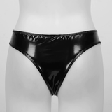 Women's Wet Look Panties with Zippers / Black Low-Rise Shiny Briefs for Women / Sexy Lingerie - EVE's SECRETS