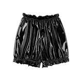 Women's Wet Look PU Leather Ruffled Lingerie / Elastic Waistband Female Sexy Underwear Panties - EVE's SECRETS