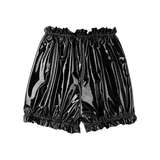Women's Wet Look PU Leather Ruffled Lingerie / Elastic Waistband Female Sexy Underwear Panties - EVE's SECRETS