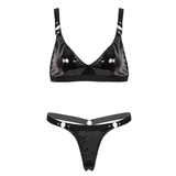 Women's Wet Look Sexy Lingerie / Hot Leather Bikini Set / Bra Top With G-String - EVE's SECRETS