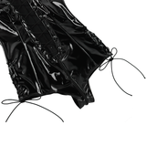 Womens Wet Look Sexy Patent Leather Bodysuit / One-Piece Lace-Up Zipper Romper Jumpsuit - EVE's SECRETS