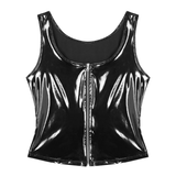 Women's Wet Look Tank Top with Zipper / Sexy U-neck Sleeveless Outfits in Two Colors - EVE's SECRETS