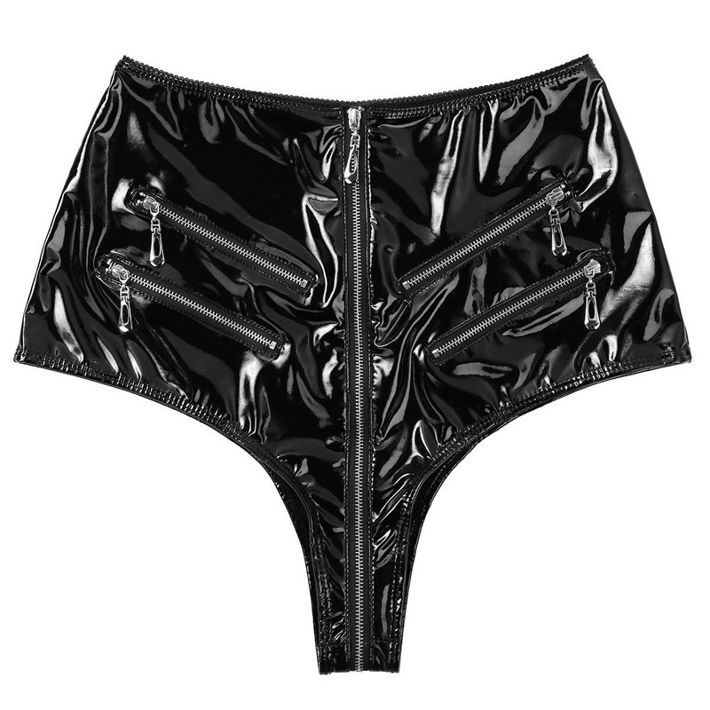 Women's Wetlook Summer Sexy Pole Dance Panties / High-Waisted Front Zip Up Booty Shorts - EVE's SECRETS